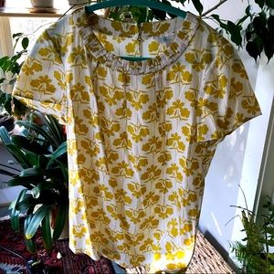 Boden Yellow Floral Blouse - New Without Tags